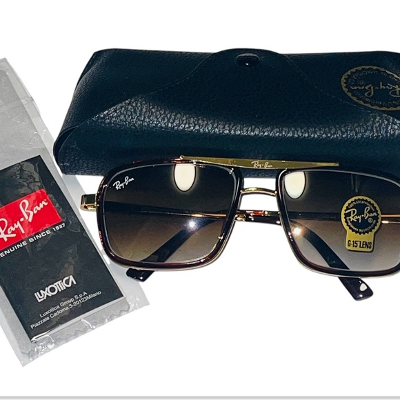 RAY-BAN AVIATORRB 4413 54-14 I45 SQUARE METAL BROWN SHADE/GOLD UNISEX SUNGLASSES - Picture 7 of 15